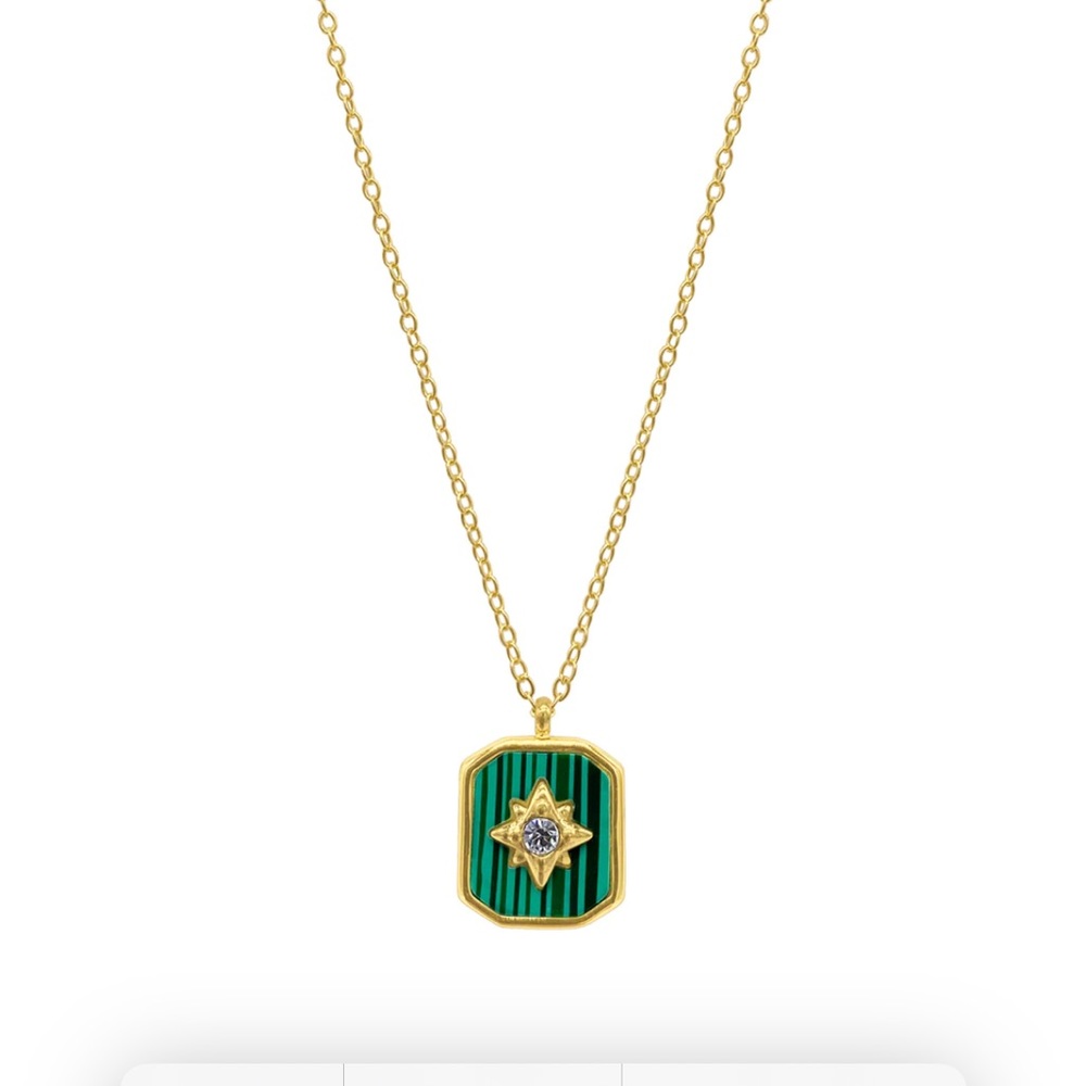 Adorina NEW Star Pendant Green Tablet Necklace gold